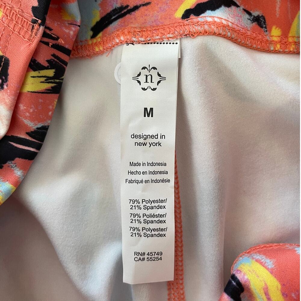 NWT Nanette Lepore Play Medium Womens Compression Shorts Peach Yellow Blue Black - Picture 5 of 9